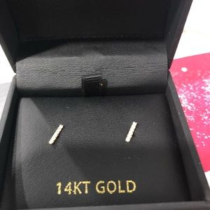 14K Diamond Bar Earrings